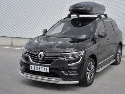 Защита передняя двойная 63-42 мм секции-дуга для Renault Koleos 2017-2021