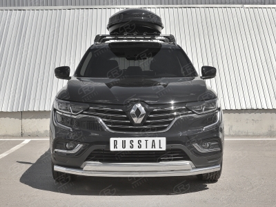 Защита передняя двойная 63-75х42 мм секции-дуга для Renault Koleos 2017-2021