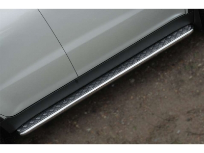 Пороги с площадкой алюминиевый лист 42 мм РусСталь для Ssangyong Actyon 2013-2021