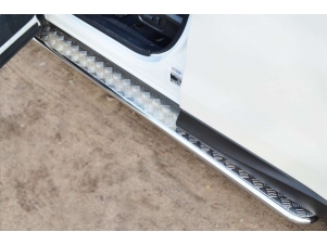 Пороги с площадкой алюминиевый лист 42 мм вариант 2 для Subaru Forester SJ № SUFL-0016022