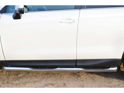 Пороги труба с накладками 76 мм вариант 1 РусСталь для Subaru Forester SJ 2013-2016