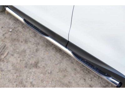 Пороги труба с накладками 76 мм вариант 2 РусСталь для Subaru Forester SJ 2013-2016