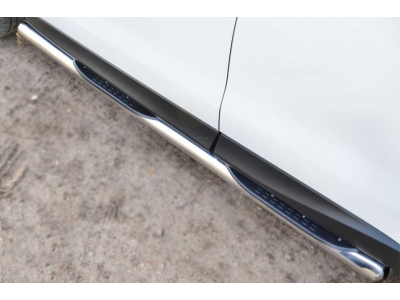 Пороги труба с накладками 76 мм вариант 3 РусСталь для Subaru Forester SJ 2013-2016