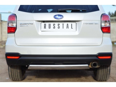 Защита заднего бампера овальная 75х42 мм РусСталь для Subaru Forester SJ 2013-2016