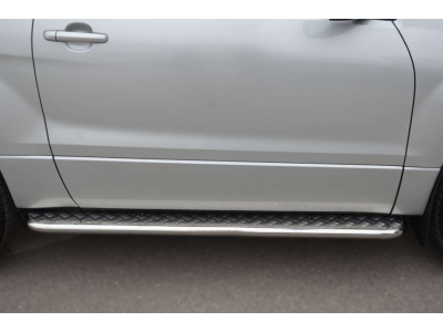 Пороги с площадкой алюминиевый лист 42 мм РусСталь для Suzuki Grand Vitara 2012-2015 SV3L-001110