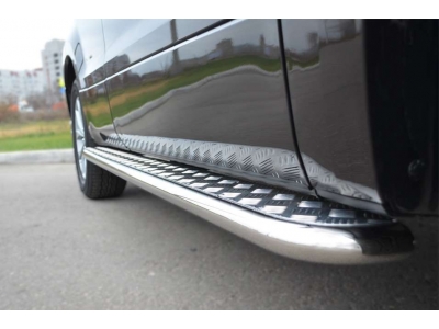 Пороги с площадкой алюминиевый лист 42 мм РусСталь для Suzuki Grand Vitara 2012-2015 SVL-001097