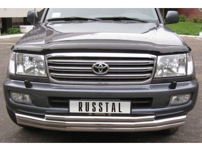 Защита передняя тройная 63-63-42 мм РусСталь для Toyota Land Cruiser 100 1998-2007