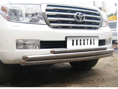 Защита передняя тройная 63-63-42 мм РусСталь для Toyota Land Cruiser 200 2007-2011