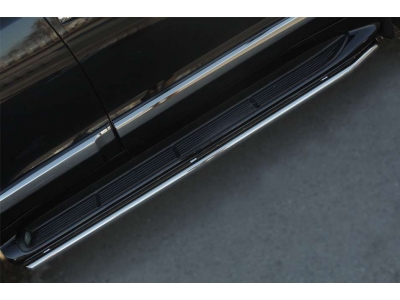Защита штатных порогов 42 мм рейсталинг 2014 РусСталь для Toyota Land Cruiser 200 2012-2015
