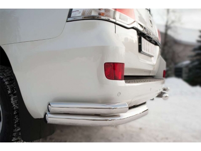 Защита задняя двойные уголки 76-63 мм РусСталь для Toyota Land Cruiser 200 2015-2021