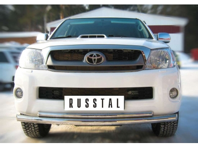 Защита передняя двойная 63-42 мм РусСталь для Toyota Hilux 2008-2015