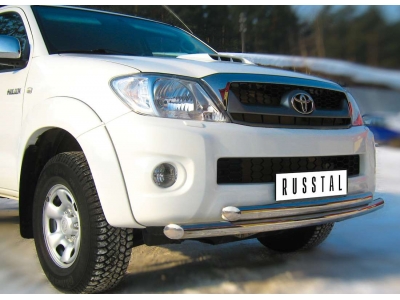 Защита передняя двойная 63-63 мм РусСталь для Toyota Hilux 2008-2015