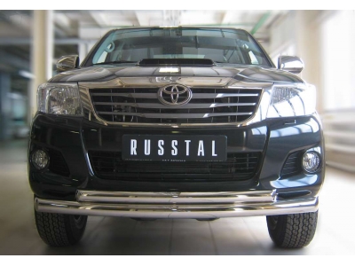Защита передняя двойная 76-63 мм РусСталь для Toyota Hilux 2008-2015