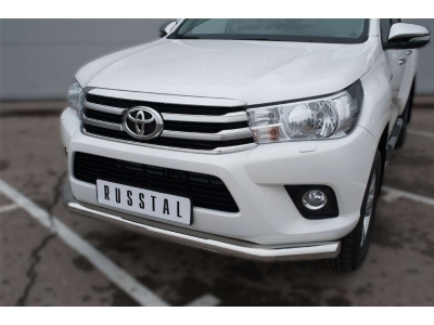 Защита переднего бампера 76 мм РусСталь для Toyota Hilux 2015-2021