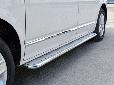 Пороги с площадкой алюминиевый лист 42 мм левый вариант 1 для Volkswagen Caravelle/Multivan/Transporter № VCTL-0023121