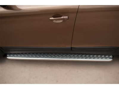 Пороги с площадкой алюминиевый лист 42 мм РусСталь для Volvo XC60 2008-2013