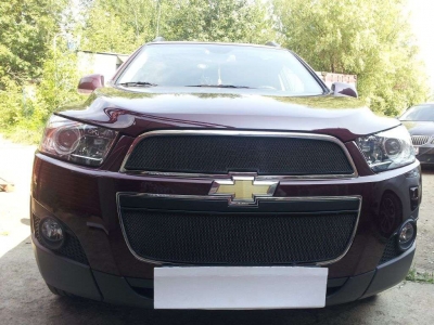 Защиты радиатора черные 2 шт. комплект РусСталь для Chevrolet Captiva 2013-2016