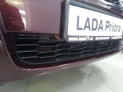 Защита радиатора хром РусСталь для Lada Priora 2012-2013