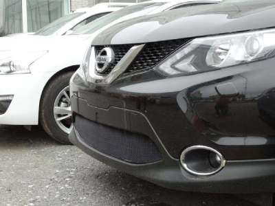 Защита радиатора черная РусСталь для Nissan Qashqai 2014-2019