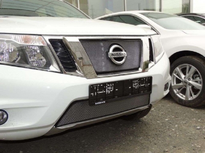 Защита радиатора хром верхняя РусСталь для Nissan Terrano 2014-2021