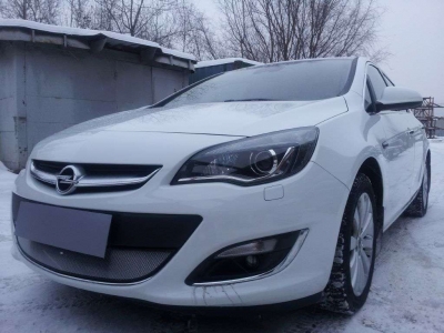 Защита радиатора хром РусСталь для Opel Astra J 2013-2015