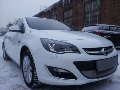 Защита радиатора хром РусСталь для Opel Astra J 2013-2015
