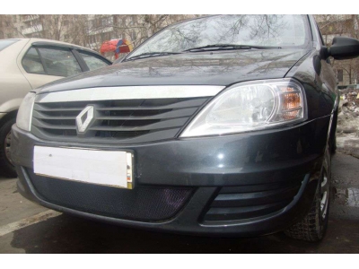 Защита радиатора черная РусСталь для Renault Logan 2010-2015