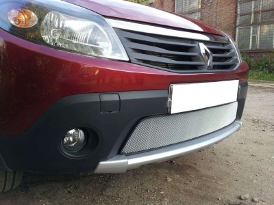 Защита радиатора хром РусСталь для Renault Sandero Stepway 2008-2014