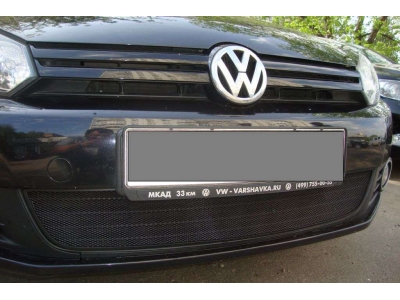 Защита радиатора черная РусСталь для Volkswagen Golf VI 2009-2012