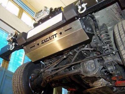 Защита рулевых тяг Шериф сталь 2,5 мм с накладкой из нержавейки для Jeep Wrangler № 04.0981