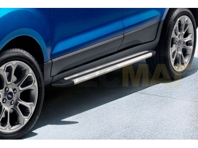 Пороги алюминиевые Slitkoff Luxe Silver для Ford Ecosport № AL-FES1704