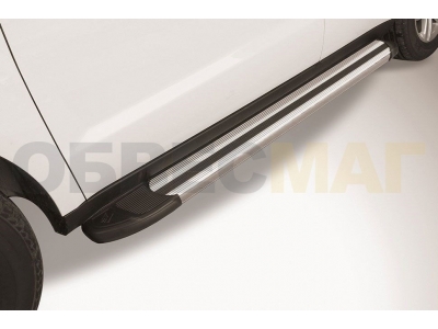Пороги алюминиевые Slitkoff Luxe Silver для Geely Emgrand X7 № AL-GAFX71604