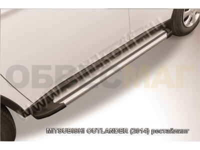 Пороги алюминиевые Slitkoff Luxe Silver для Mitsubishi Outlander № AL-MOUT1404