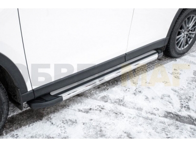 Пороги алюминиевые Slitkoff Luxe Silver для Mazda CX-5 № AL-MZCX17504
