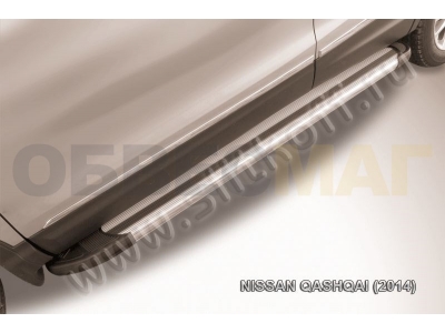 Пороги алюминиевые Slitkoff Luxe Silver для Nissan Qashqai 2014-2021