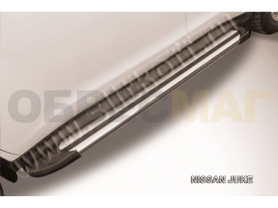 Пороги алюминиевые Slitkoff Luxe Silver для Nissan Juke № AL-NJ004