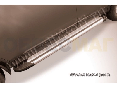 Пороги алюминиевые Slitkoff Luxe Silver для Toyota RAV4 № AL-TR413004