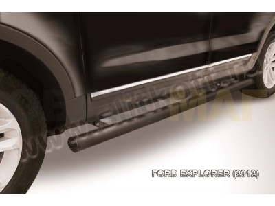 Пороги труба 76 мм чёрная для Ford Explorer № FEX006B