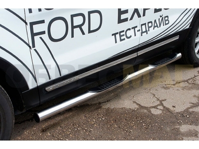 Пороги труба с накладками 76 мм серебристая для Ford Explorer № FEX18005S