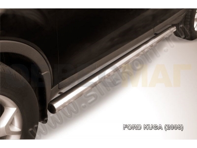 Пороги труба 76 мм серебристая для Ford Kuga № FKG008S