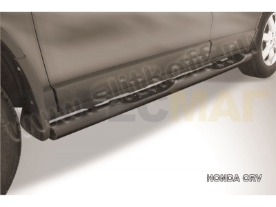 Пороги труба с накладками 76 мм чёрная для Honda CR-V № HCRV005B