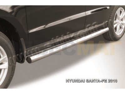 Пороги труба 76 мм для Hyundai Santa Fe № HSFN007