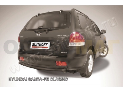 Защита заднего бампера 57 мм чёрная для Hyundai Santa Fe Сlassic № HSFT016B
