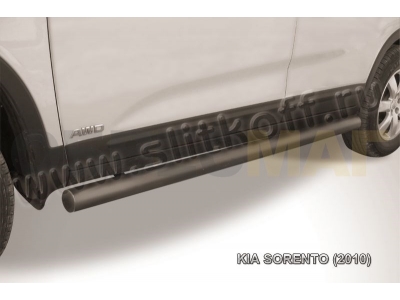 Пороги труба 76 мм чёрная для Kia Sorento № KS10-007B