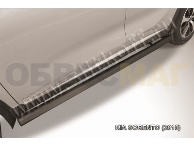 Пороги труба 76 мм чёрная для Kia Sorento № KS15-005B