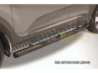 Пороги труба с накладками 76 мм чёрная для Kia Sportage № KSP010-008B