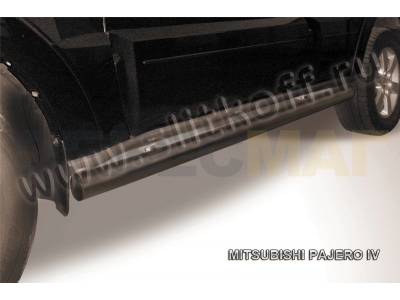 Пороги труба 76 мм чёрная для Mitsubishi Pajero 4 № MPJ012B
