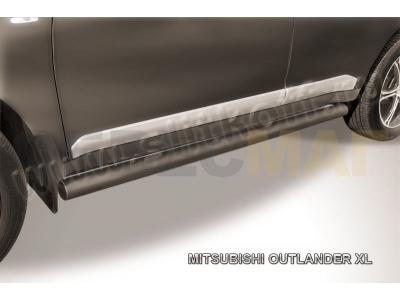 Пороги труба 76 мм чёрная для Mitsubishi Outlander № MXL009B