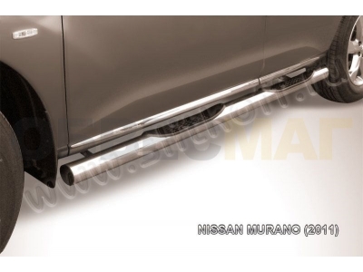 Пороги труба с накладками 76 мм Slitkoff для Nissan Murano 2010-2016