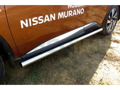 Пороги труба 76 мм серебристая для Nissan Murano № NIM16005S